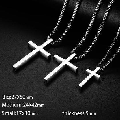 “Stainless Steel Cross Pendant Necklace - Minimalist Silver Jewelry for All.”
