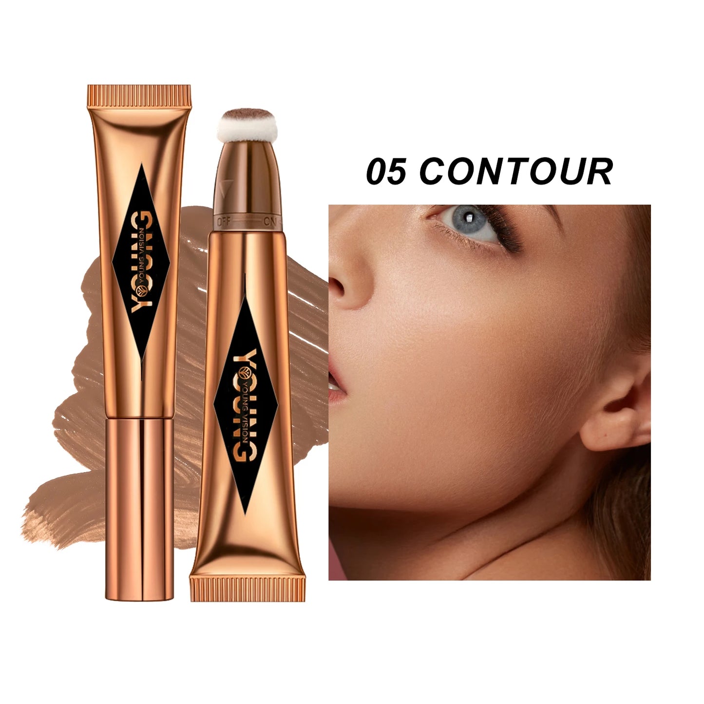 “YOUNG VISION Air Cushion Powder Blusher – High Gloss Stick, Liquid Rouge, 6 Color Options”