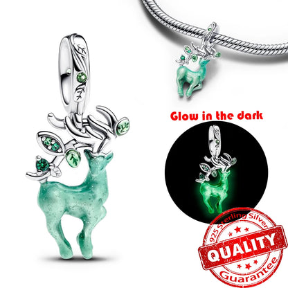 “925 Sterling Silver Green Monstera Leaves & Frog Dangle Charm - Fits Necklace & Bracelet.”