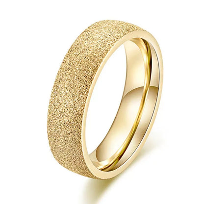 “SUNIBI Frosted Stainless Steel Ring - Simple Gold Color Wedding Jewelry for Women.”