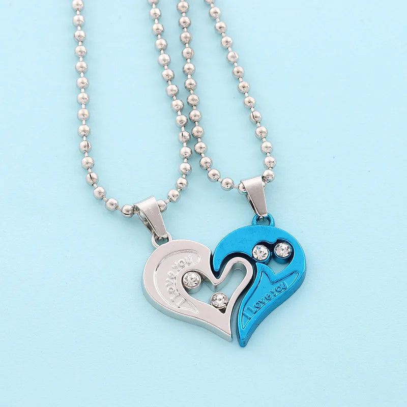 “Simple Couple Pendant Necklace – Electrocardiogram & Magnetic Heart Design, Valentine’s Day Gift”