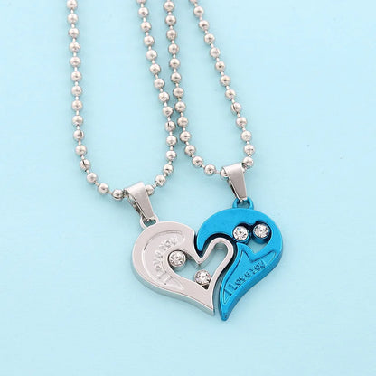 “Simple Couple Pendant Necklace – Electrocardiogram & Magnetic Heart Design, Valentine’s Day Gift”