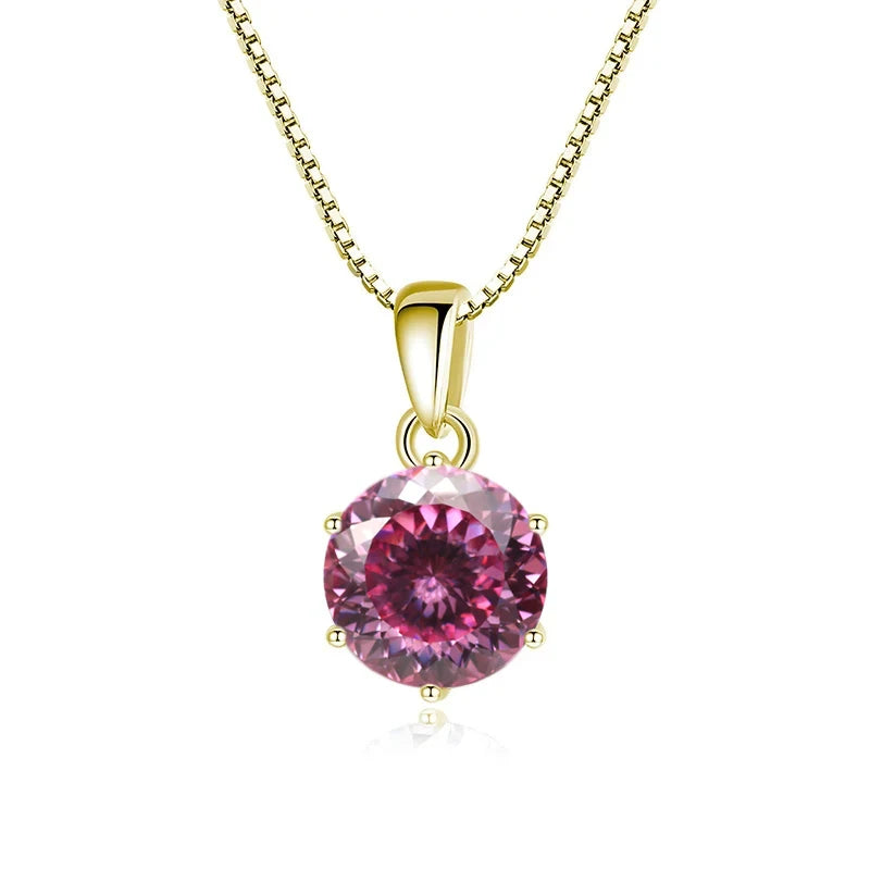 “1CT Real Moissanite Pendant Necklace, Royal Blue, Sterling Silver Wedding Jewelry.”