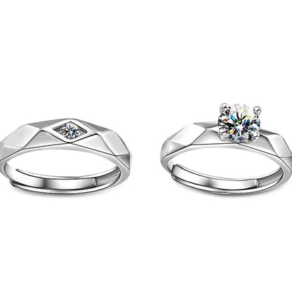 “Simple Couple Rings - Silver Sun & Moon Adjustable Open Ring for Men & Women.”