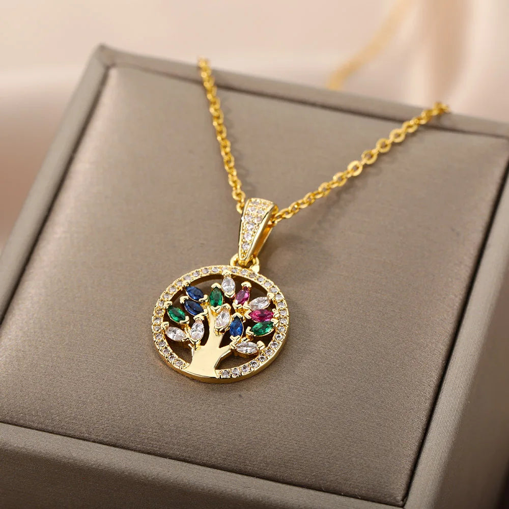 “316L Stainless Steel Heart Necklace - Multilayer Gold Goth Jewelry.”