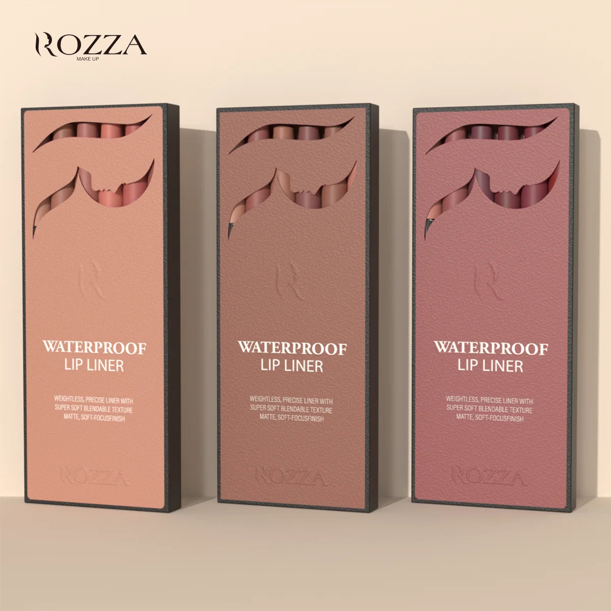 “Rozza Waterproof Lip Liner Pencil Set – Weightless, Precise, Soft, and Blendable Matte Texture”
