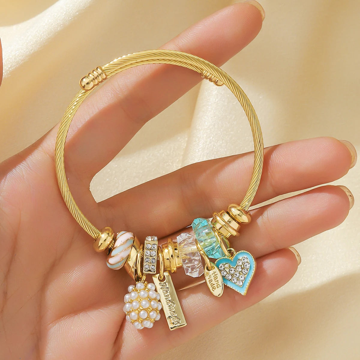 “Fashion Women Stainless Steel Multi Element Pan Family Bracelet Daily Party Gift”