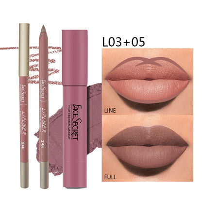“Matte Lipliner & Lipstick Set – Waterproof, Long-Lasting, Soft Matte Color for Women”