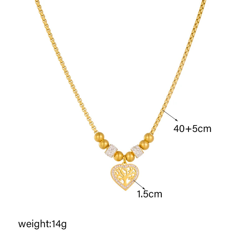 “316L Stainless Steel Heart Tree Pendant Necklace Women Fashion Beads Choker Jewelry Gift.”