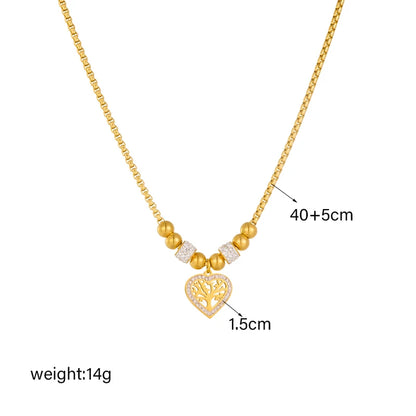 “316L Stainless Steel Heart Tree Pendant Necklace Women Fashion Beads Choker Jewelry Gift.”