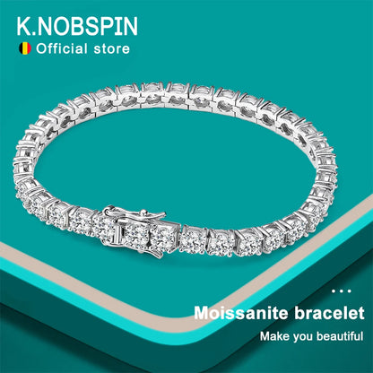 “D VVS1 Moissanite Tennis Bracelet 925 Sterling Silver Plated 18K White Gold GRA Certified.”