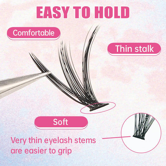 “200 pcs eyelash clusters with bond and seal glue, DIY lash extension kit.”