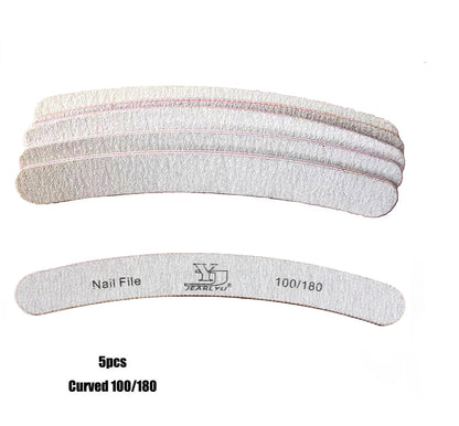 “5Pcs Professional Nail File Set, Mixed Grit for Shaping, Buffing, and Cuticle Care”
