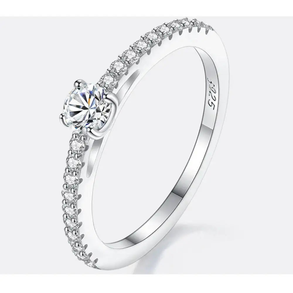 “925 sterling silver ring with 0.3CT moissanite, simple and sparkling design.”