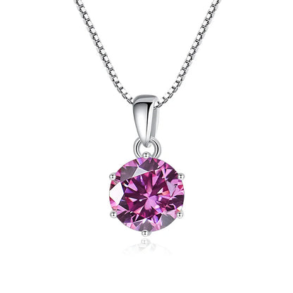 “1CT Real Moissanite Pendant Necklace, Royal Blue, Sterling Silver Wedding Jewelry.”