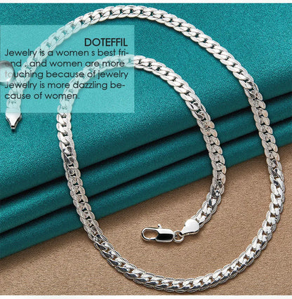 “925 Sterling Silver 6mm Side Chain Necklace - 16-24 Inch, Fashion Jewelry.”