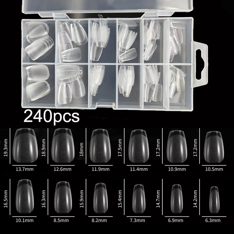 “240Pcs Half Matte XXS Almond Nail Tips Full Cover Soft Gel False Nails”