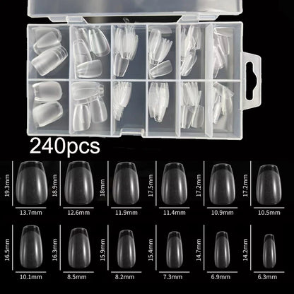 “240Pcs Half Matte XXS Almond Nail Tips Full Cover Soft Gel False Nails”