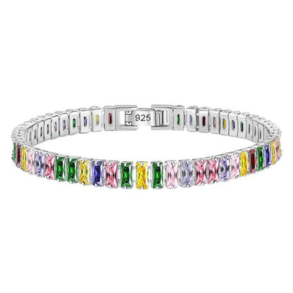 “3-5mm Real Moissanite Bracelet, Sparkling S925 Sterling Silver, Luxury Wedding Jewelry.”