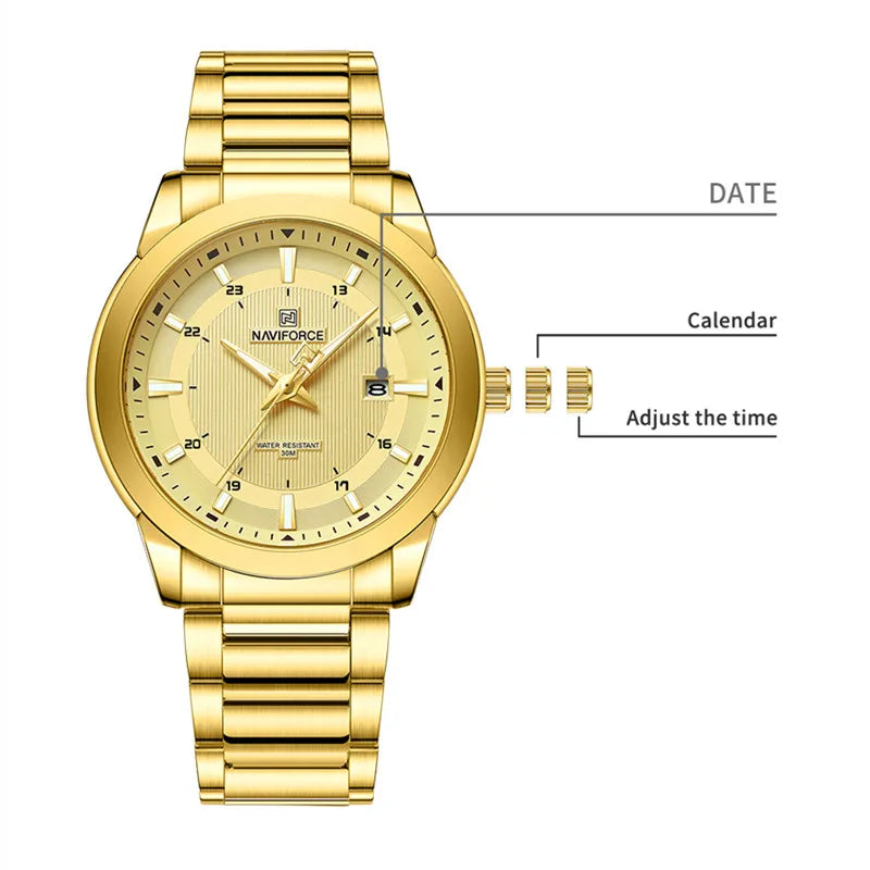 “Top Brand Mens Stainless Steel Quartz Sports Watch Waterproof Luxury Date Clock.”