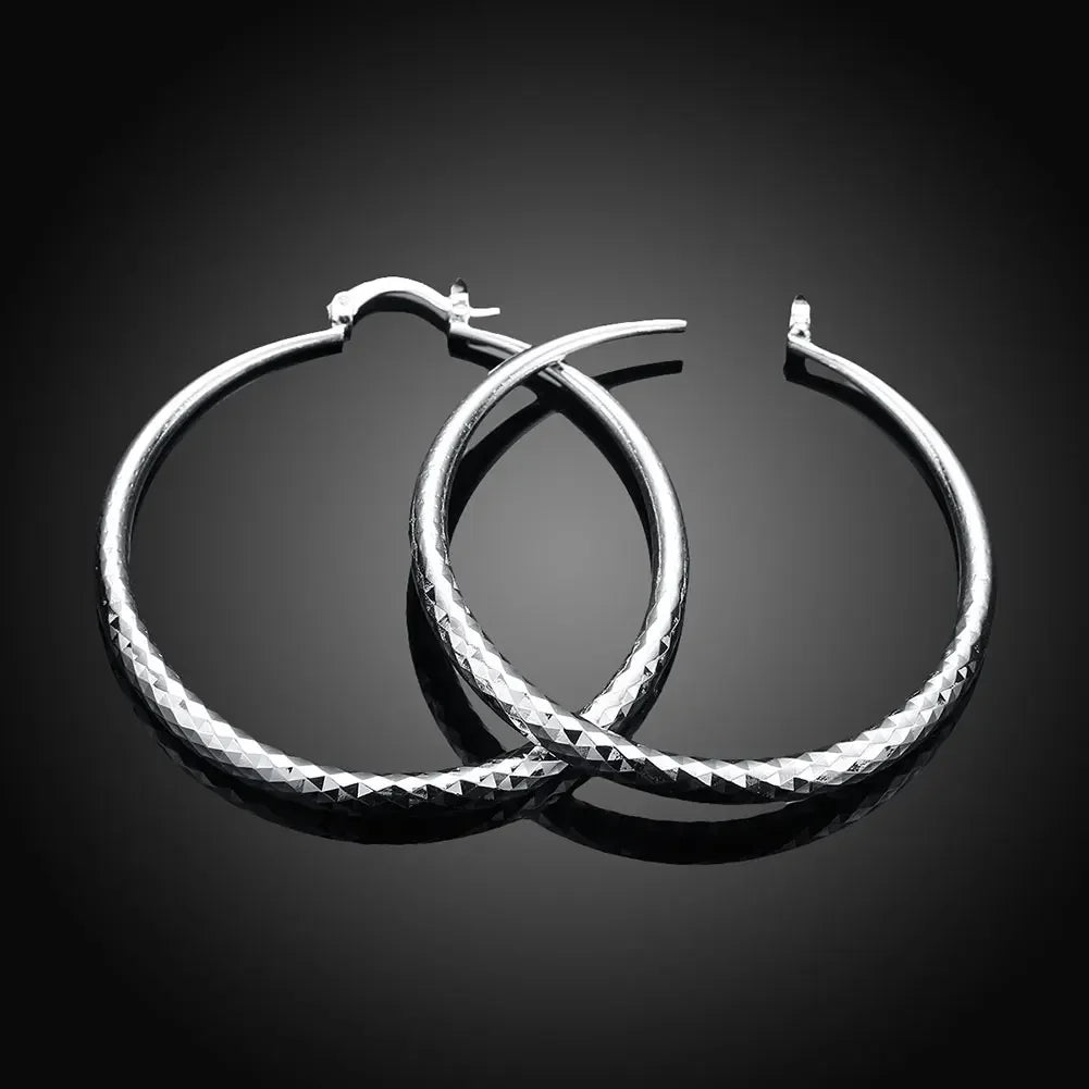 “925 Sterling Silver Circle Hoop Earrings - 5CM Fashion Jewelry for Women.”