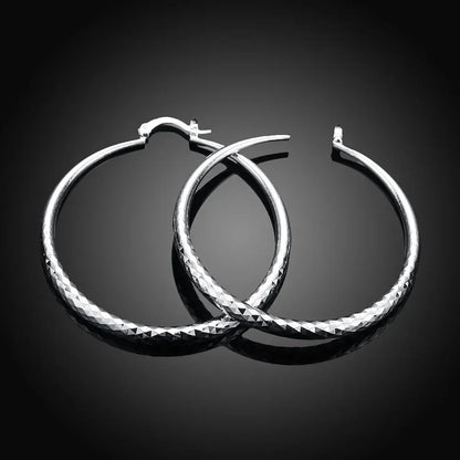 “925 Sterling Silver Circle Hoop Earrings - 5CM Fashion Jewelry for Women.”
