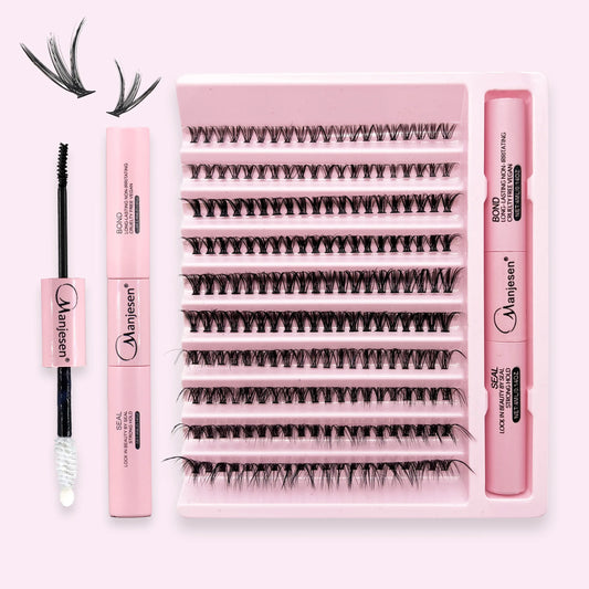 “200 pcs eyelash clusters with bond and seal glue, DIY lash extension kit.”