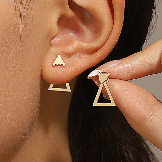 “Retro Geometric Square Triangle Stud Earrings for Women - Fashion Jewelry.”