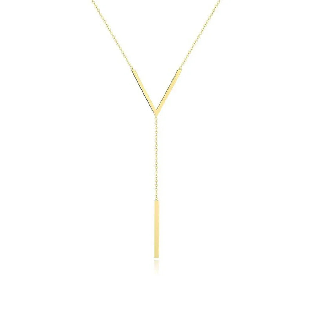 “SUMENG V-shaped Gold Chain Necklace for Women - Sexy Clavicle Choker.”