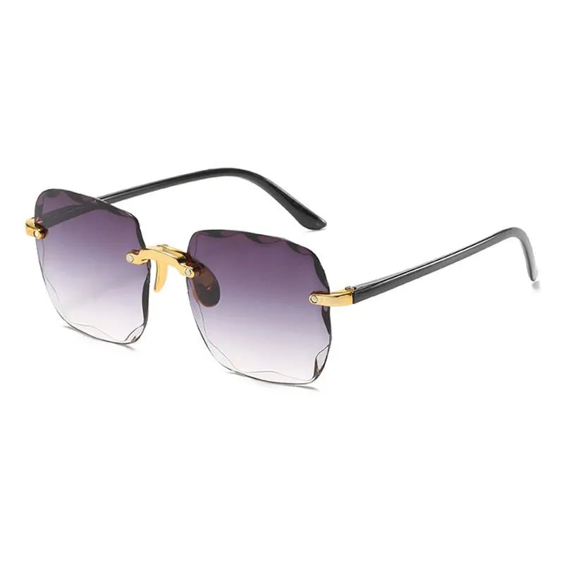 “Square frameless women’s sunglasses with classic gradient lenses.”