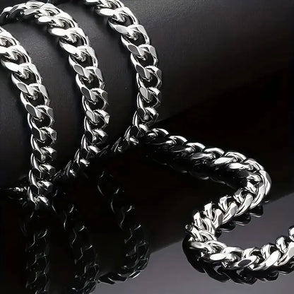 “1pc Men’s Stainless Steel Chain Necklace - Unisex Hip Hop Jewelry.”