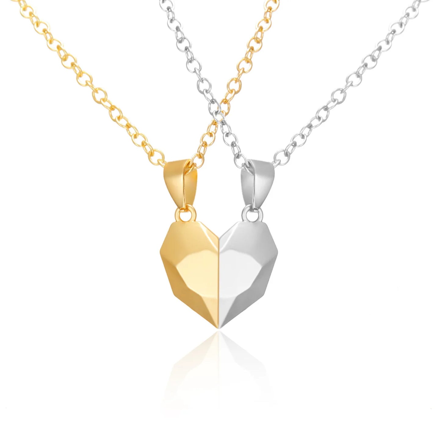 “Simple Couple Pendant Necklace – Electrocardiogram & Magnetic Heart Design, Valentine’s Day Gift”