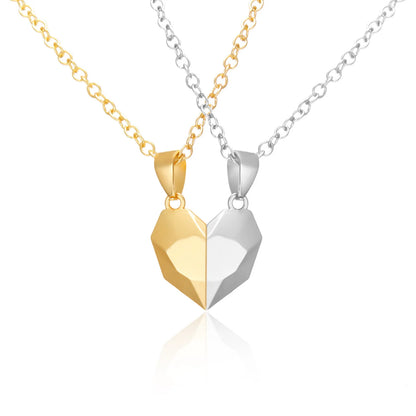 “Simple Couple Pendant Necklace – Electrocardiogram & Magnetic Heart Design, Valentine’s Day Gift”