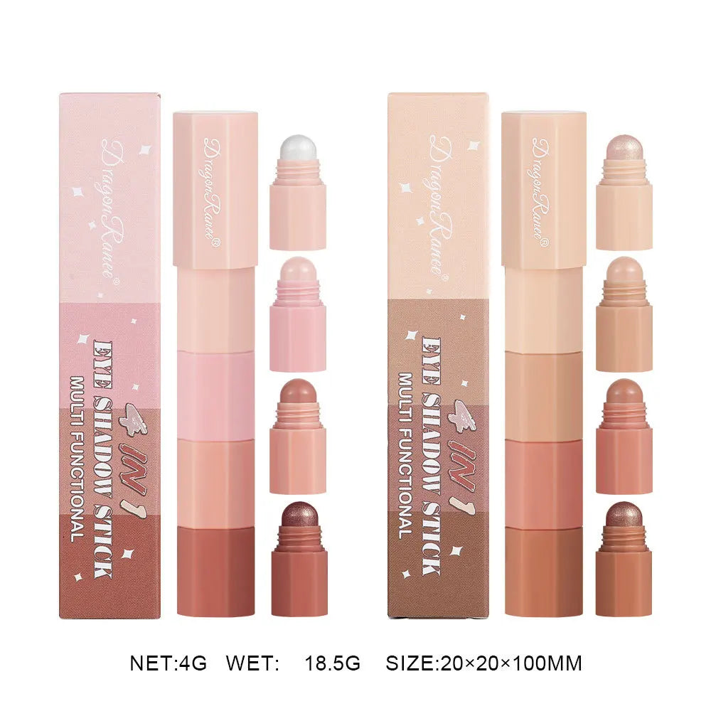 “4-color waterproof, non-smudge, pearlescent eyeshadow pencils for highlighting.”