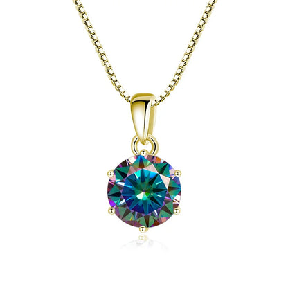 “1CT Real Moissanite Pendant Necklace, Royal Blue, Sterling Silver Wedding Jewelry.”