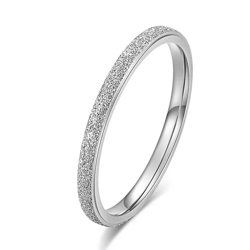“SUNIBI Frosted Stainless Steel Ring - Simple Gold Color Wedding Jewelry for Women.”