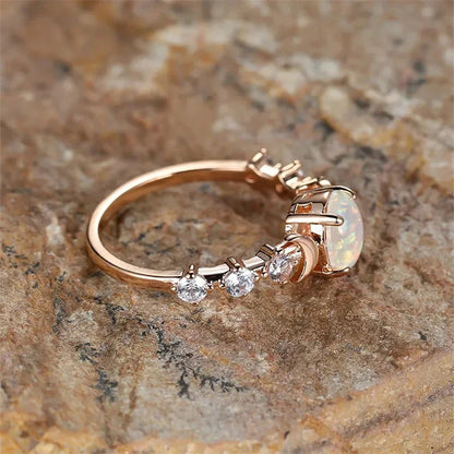 “Blue/white imitation opal moon rings, elegant wedding and anniversary jewelry gifts.”