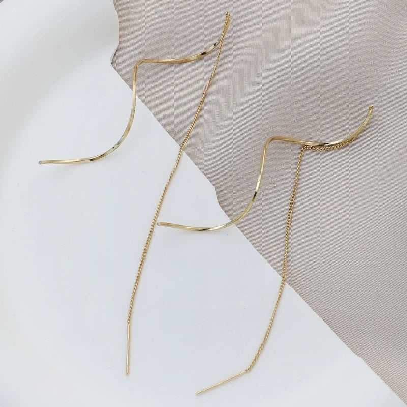 “1 Pair Long Tassel Threader Earrings for Women - Simple Party Jewelry.”