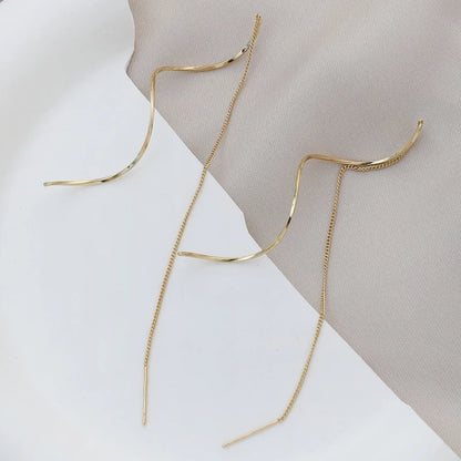 “1 Pair Long Tassel Threader Earrings for Women - Simple Party Jewelry.”