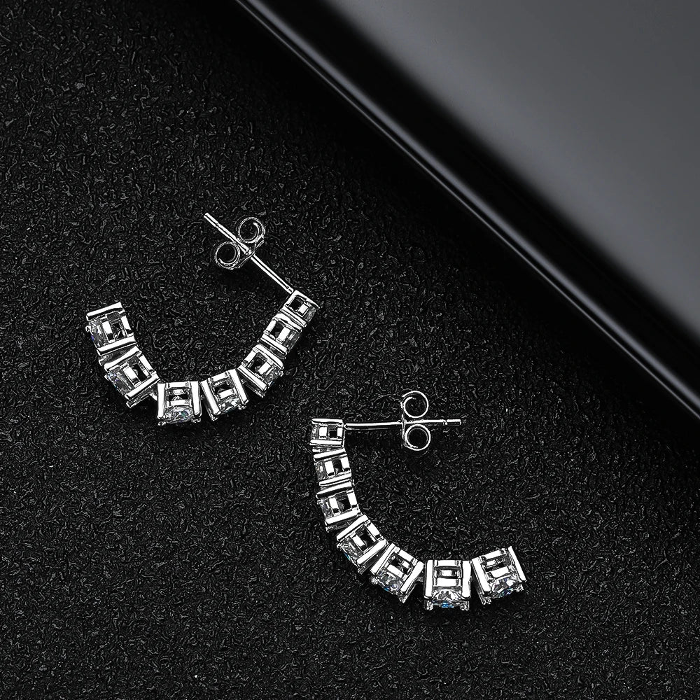 “Moissanite Pendant Earrings, Sterling Silver, White Gold Plated, GRA Certified Jewelry.”