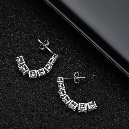 “Moissanite Pendant Earrings, Sterling Silver, White Gold Plated, GRA Certified Jewelry.”