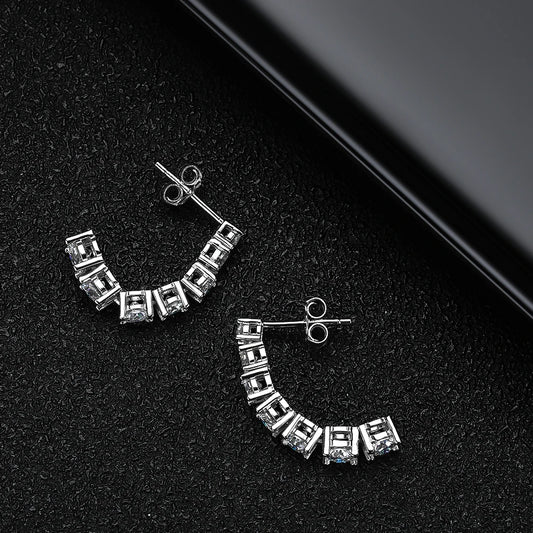“Moissanite Pendant Earrings, Sterling Silver, White Gold Plated, GRA Certified Jewelry.”