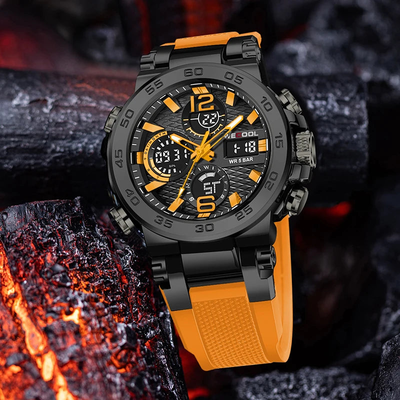 “Dual Display Digital Waterproof Alarm Clock Luminous Watch For Men Stylish.”