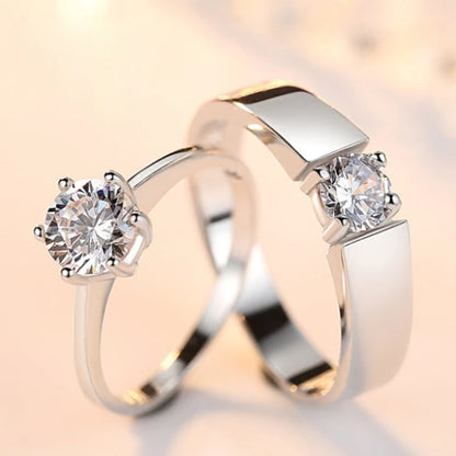 “Simple Couple Rings - Silver Sun & Moon Adjustable Open Ring for Men & Women.”