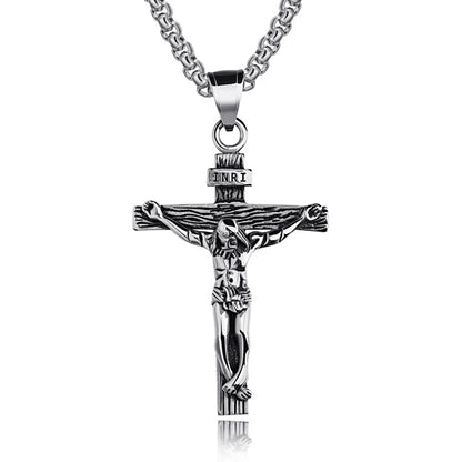“Religious Stainless Steel Cross Necklace for Men - Gold/Silver.”