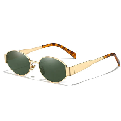 “UV400 oval sunglasses, unisex alloy frame, stylish and protective design.”
