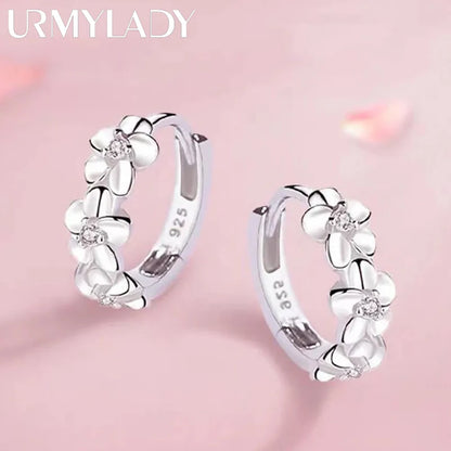 “925 Sterling Silver Needle Earrings - Crystal Zircon Flower Design Jewelry.”