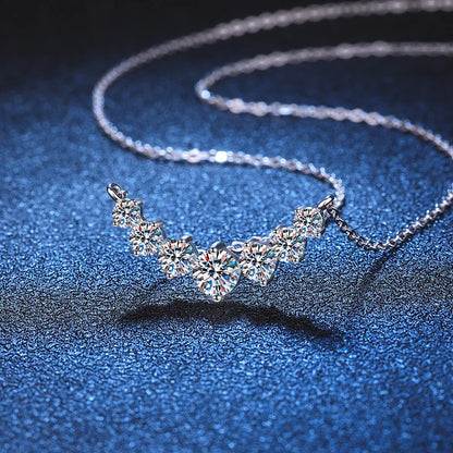“Moissanite necklace for women, 925 silver, 18K white gold plated, certified jewelry.”