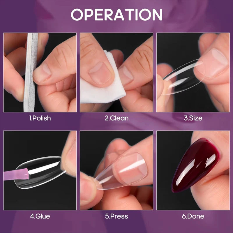 “240 Almond False Nail Tips Clear Matte, 12 Sizes, Perfect for DIY Manicure.”