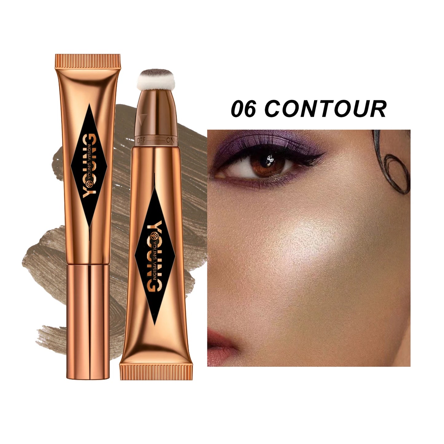 “YOUNG VISION Air Cushion Powder Blusher – High Gloss Stick, Liquid Rouge, 6 Color Options”